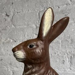 Ino Schaller Dark Brown Papier Mâché Seated Bunny Art & Objects