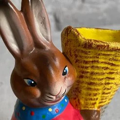 Ino Schaller Art & Objects Papier Mâché Bunny With Yellow Basket