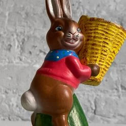 Ino Schaller Art & Objects Papier Mâché Bunny With Yellow Basket