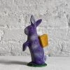 Ino Schaller Small Papier-Mâché Beaded Standing Glitter Bunny In Purple Art & Objects