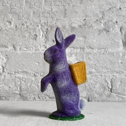 Ino Schaller Small Papier-Mâché Beaded Standing Glitter Bunny In Purple Art & Objects