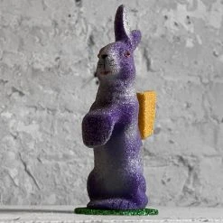 Ino Schaller Small Papier-Mâché Beaded Standing Glitter Bunny In Purple Art & Objects