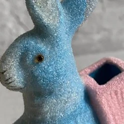 Ino Schaller Small Papier-Mâché Beaded Standing Glitter Bunny In Blue 8 Ino Schaller Small Papier-Mâché Beaded Standing Glitter Bunny In Blue