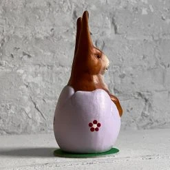 Ino Schaller Papier Mâché Bunny In Lavender Egg With Flowers Art & Objects