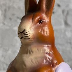 Ino Schaller Papier Mâché Bunny In Lavender Egg With Flowers Art & Objects