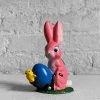 Ino Schaller Papier Mâché Pink Bunny With Egg Cart Art & Objects