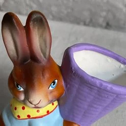 Ino Schaller Papier Mâché Bunny With Purple Basket