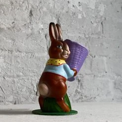 Ino Schaller Papier Mâché Bunny With Purple Basket 7 Ino Schaller Papier Mâché Bunny With Purple Basket