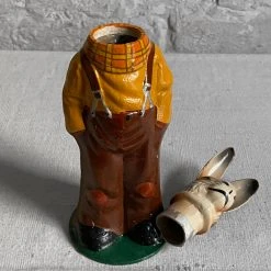 Ino Schaller Papier Mâché Bunny Boy In Brown Plants Art & Objects