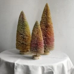 Cody Foster & Co. Holiday Set Of 3 Glitter Buri Trees In Yellow