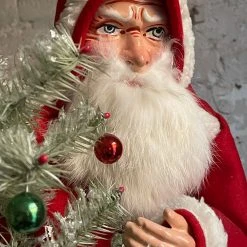 Ino Schaller Nostalgic Large Santa With Decorated Tree Holiday
