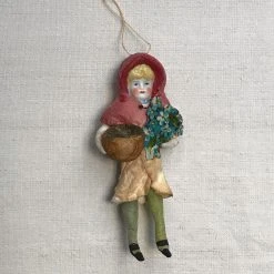 Nostalgic Cotton Girl With Basket Ornament Holiday
