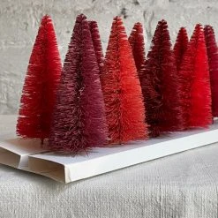 Cody Foster & Co. Set Of 12 Rainbow Bottle Brush Trees In Red