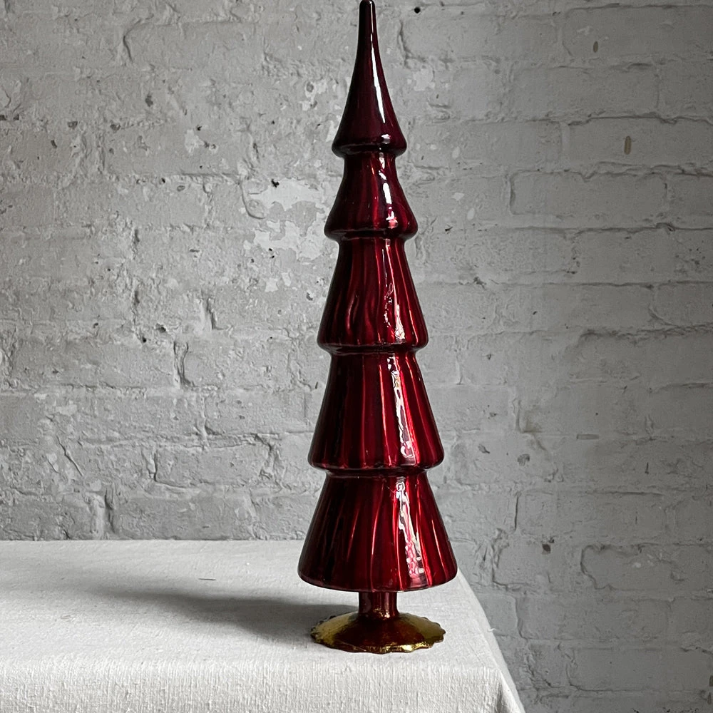Cody Foster & Co. 17" Standing Glass Tree In Red 3 Cody Foster & Co. 17" Standing Glass Tree In Red