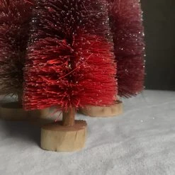 Cody Foster & Co. Holiday Set Of 3 Glitter Buri Trees In Red