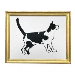Hugo Guinness "Black And White Cat With Tail Up" In Vintage Frame Art & Objects
