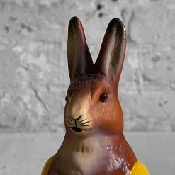 Ino Schaller Art & Objects Papier Mâché Brown Bunny In Yellow Egg