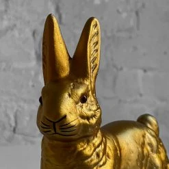 Ino Schaller Papier Mâché Walking Gold Bunny Art & Objects