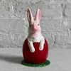 Ino Schaller Art & Objects Papier Mâché White Bunny In Red Egg