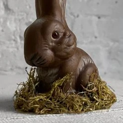 Ino Schaller Papier Mâché Dark Brown Seated Bunny With Long Ears