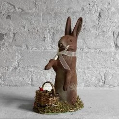 Ino Schaller Papier Mâché Bunny With Basket Art & Objects