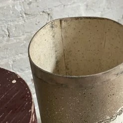 Vintage Handmade Antique Italian Paper Boxes - Natural With Maroon Trim Vintage & Antiques