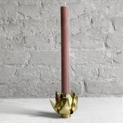Jess Wheeler Brass Flower Candlestick Holder Candlestick Holders