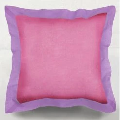 Lisa Corti Textiles & Rugs Pink Organza Pillow With Purple Flange