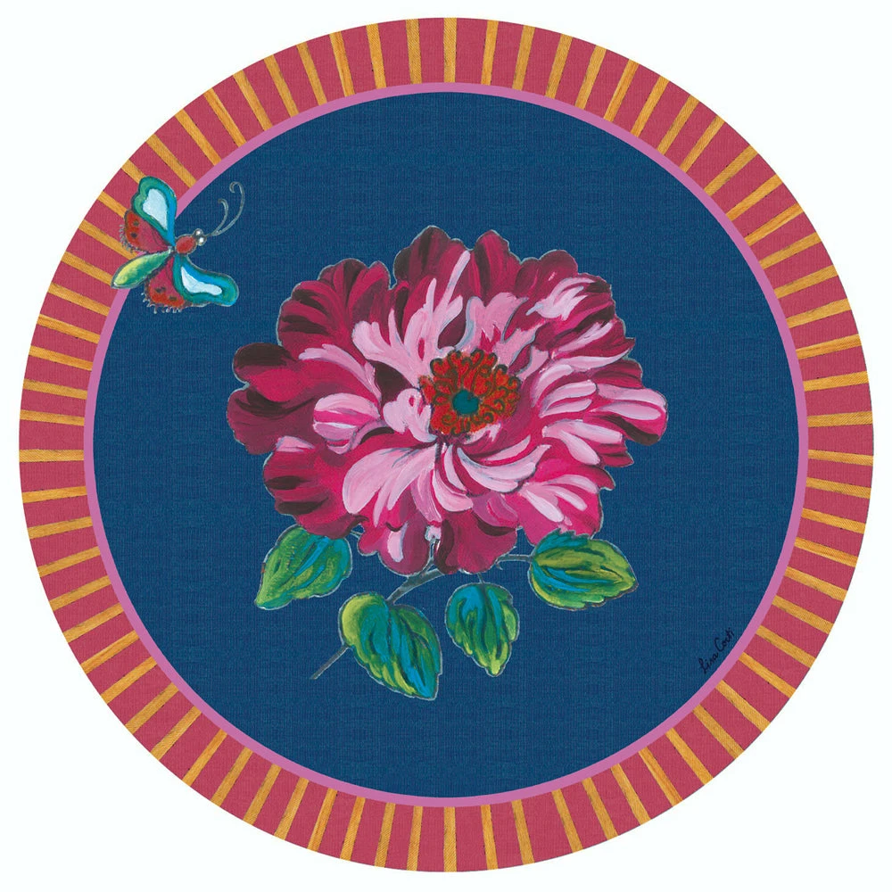 Lisa Corti Dining & Tabletop Set Of 6 Masonite Placemats In Wild Rose Royalblue
