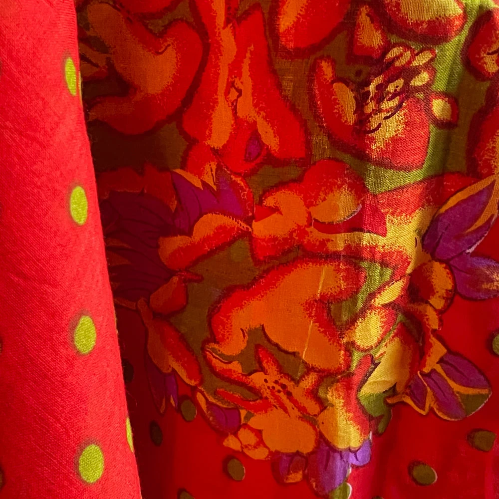 Lisa Corti Organdy Sarong Panel In Blossom In Red 110 X 180cm Textiles & Rugs