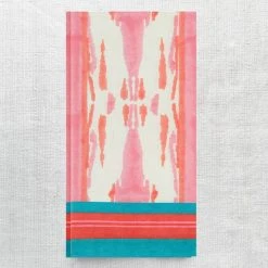 Lisa Corti Set Of 4 Linen Napkins In Flame Design Pink Laquered Red