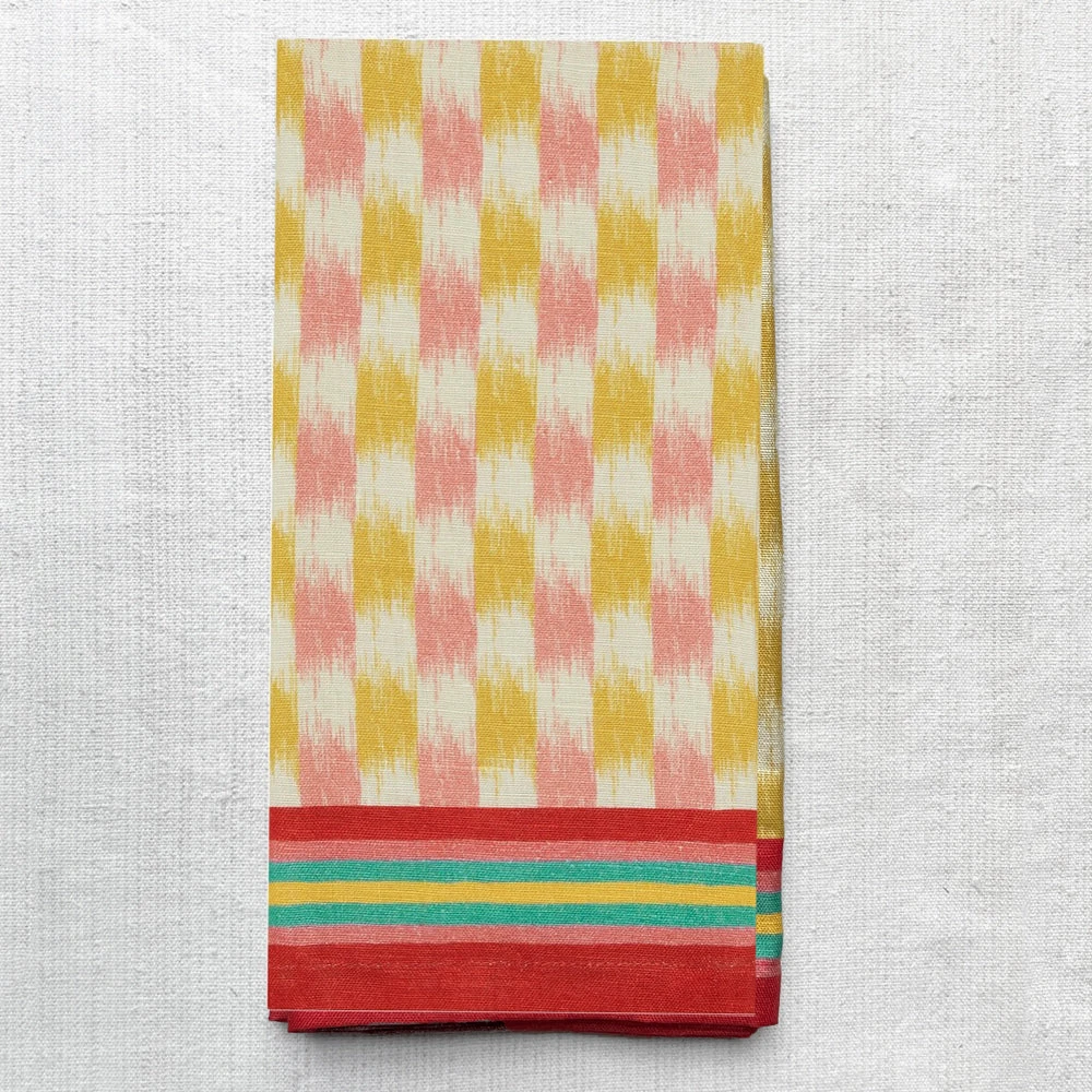 Lisa Corti Set Of 4 Linen Napkins In Veranda Gold Peach 3 Lisa Corti Set Of 4 Linen Napkins In Veranda Gold Peach