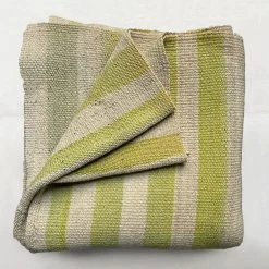 Little Journeys Textiles & Rugs Green Striped Vintage Frazada Blanket