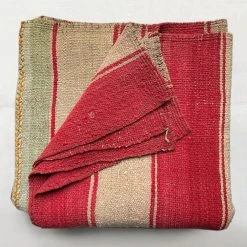 Little Journeys Red Striped Vintage Frazada Blanket Textiles & Rugs