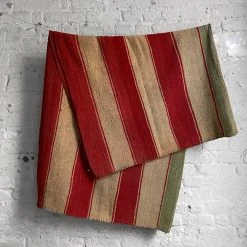 Little Journeys Red Striped Vintage Frazada Blanket Textiles & Rugs