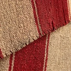 Little Journeys Red Striped Vintage Frazada Blanket Textiles & Rugs