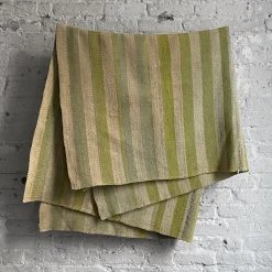 Little Journeys Textiles & Rugs Green Striped Vintage Frazada Blanket