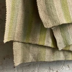 Little Journeys Textiles & Rugs Green Striped Vintage Frazada Blanket