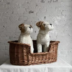 Michel Taillis Création Animated Fox Terrier Dogs In A Wicker Basket