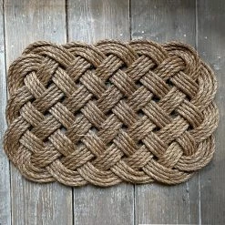 Mystic Knotwork Dining & Tabletop Square Woven Nautical Rope Entry Rug Doormat