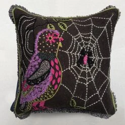 Nathalie Lete Embroidered Purple Owl Cushion Textiles & Rugs