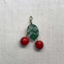 Nostalgie Christbaumschmuck Nostalgic Cherries With Green Leaf Ornament Ceramic & Porcelain Fruit