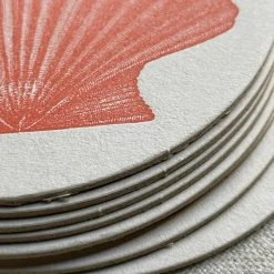 Sesame Letterpress & Design Dining & Tabletop Set Of 8 Letterpress Scallop Shell Coasters