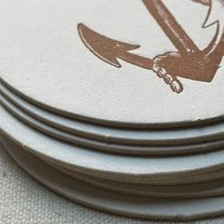Sesame Letterpress & Design Set Of 8 Letterpress Anchor Coasters