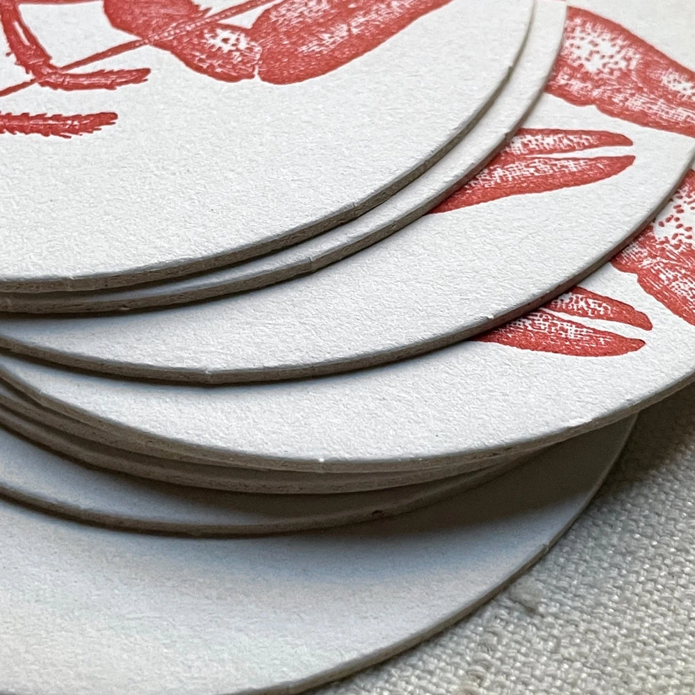 Sesame Letterpress & Design Set Of 8 Letterpress Lobster Coasters 4 Sesame Letterpress & Design Set Of 8 Letterpress Lobster Coasters