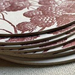 Sesame Letterpress & Design Dining & Tabletop Set Of 8 Letterpress Raspberries Coasters