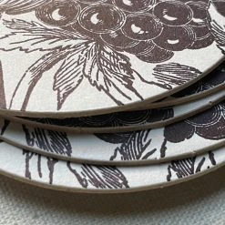 Sesame Letterpress & Design Set Of 8 Letterpress Blackberry Coasters