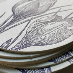 Sesame Letterpress & Design Set Of 8 Letterpress Crocus Coasters