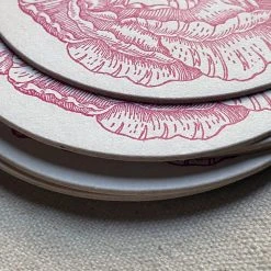 Sesame Letterpress & Design Set Of 8 Letterpress Dark Pink Rose Coasters 5 Sesame Letterpress & Design Set Of 8 Letterpress Dark Pink Rose Coasters