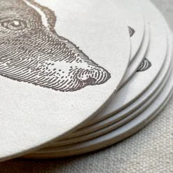 Sesame Letterpress & Design Set Of 8 Letterpress Dog Coasters Dining & Tabletop